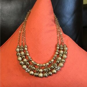 1980s “District LA” 3 Strand Gold Tone Necklace